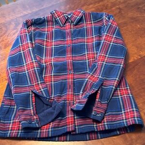 Plaid Button-Down Fleece-lined Flannel Shirt